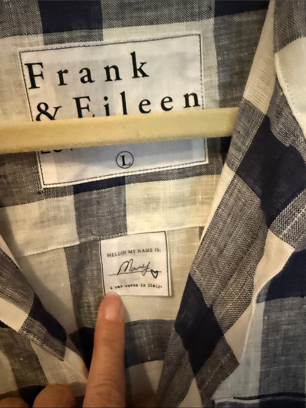 Frank & Eileen Women’s Navy and White Check Button-Up Shirt Dress - Picture 4 of 8